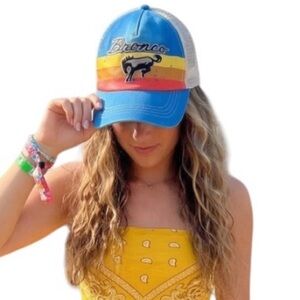 Ford Retro Old School Style BRONCO Blue White Snapback baseball Hat Western